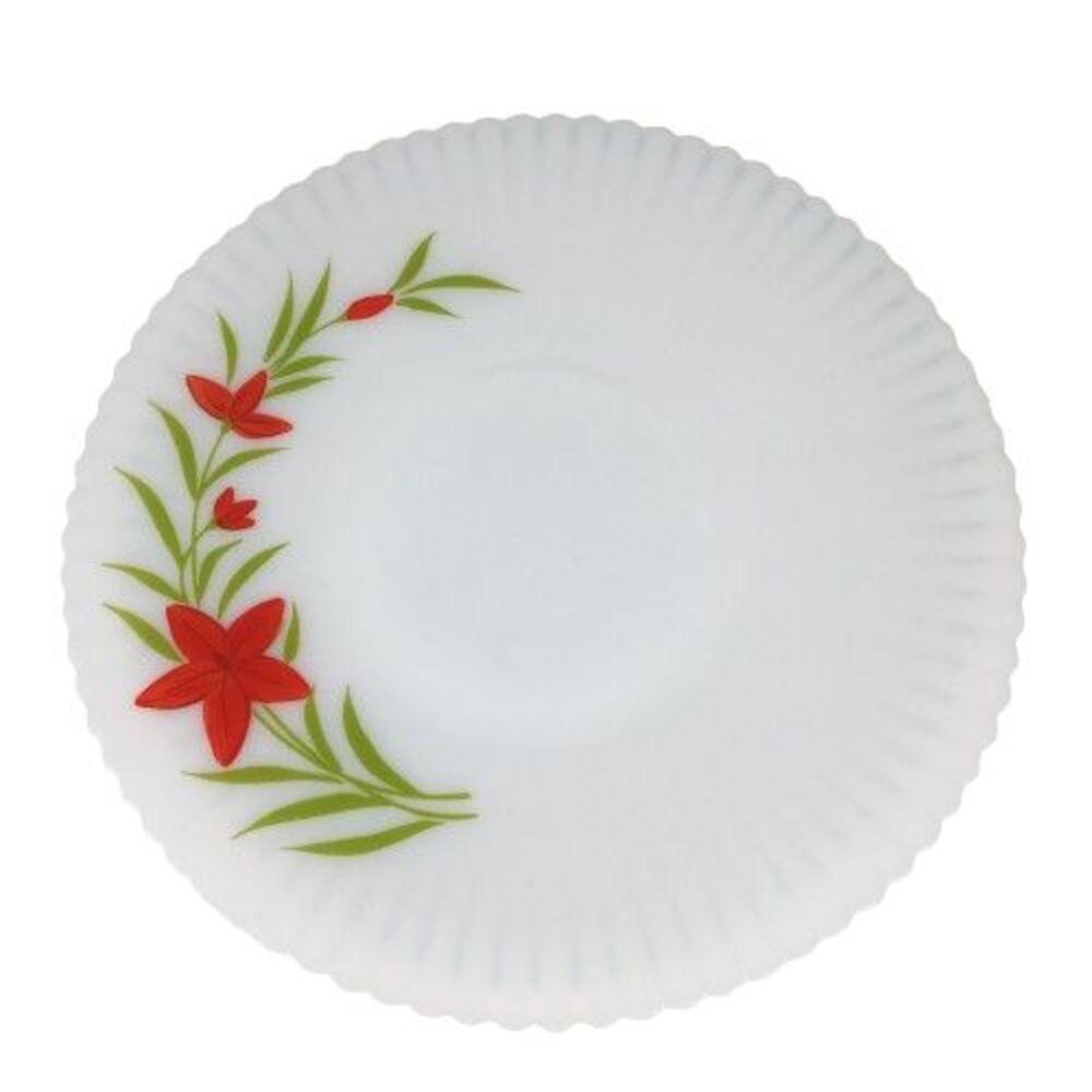 Macbeth Evans Monax Petalware Florette Red Floral Glass 10.75" Platter Plate